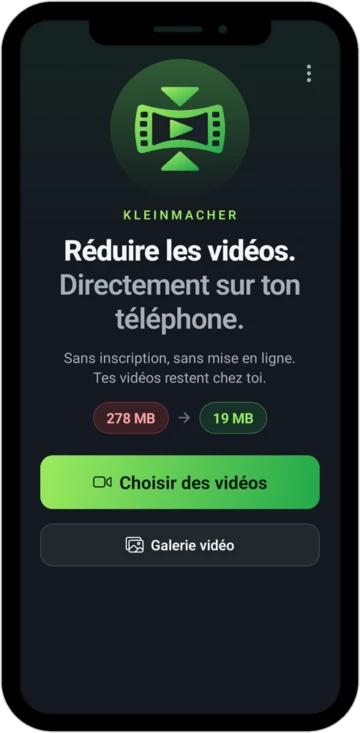 Écran d'accueil de l'appli avec le bouton «&nbsp;Choisir des vidéos&nbsp;»