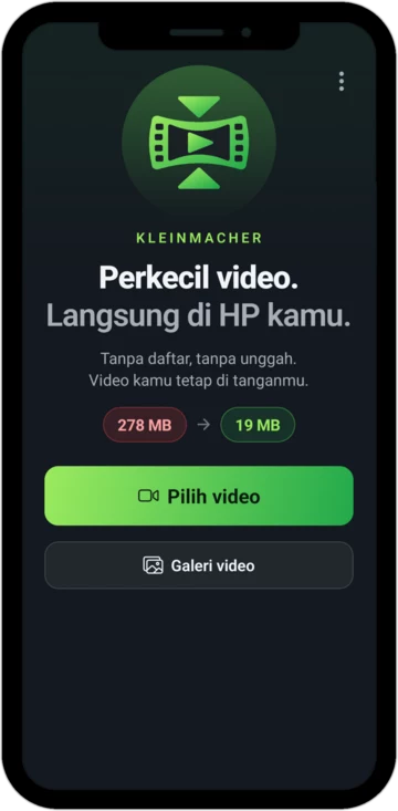 Layar awal aplikasi dengan tombol “Pilih video”