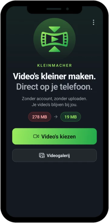 Startscherm van de app met de knop ‘Video's kiezen’