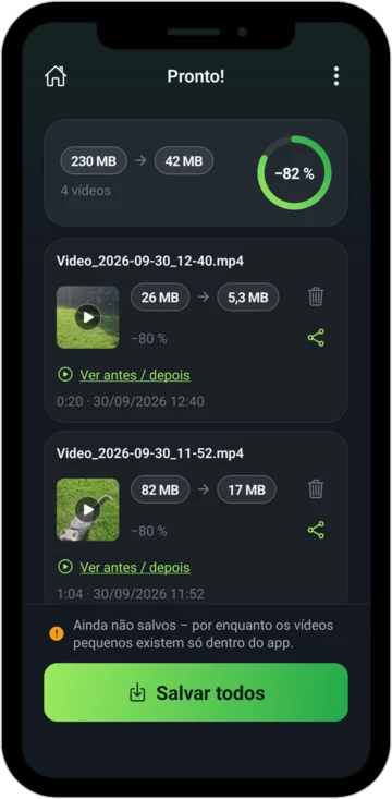 Tela “Pronto!”: 82 MB viraram 17 MB, 80% menor